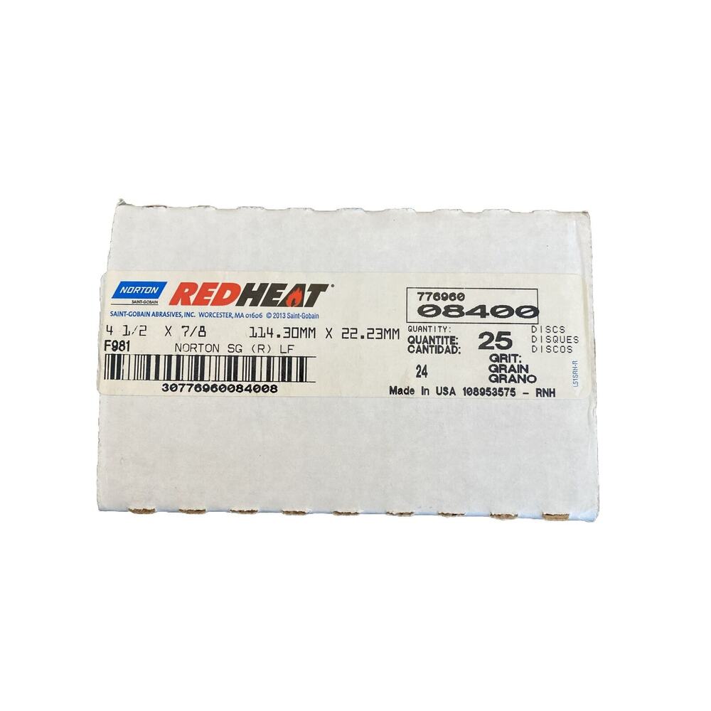 Norton Fiber Discs Red Heat F981 4 1/2 X 7/8 24 Grit 25 Count New